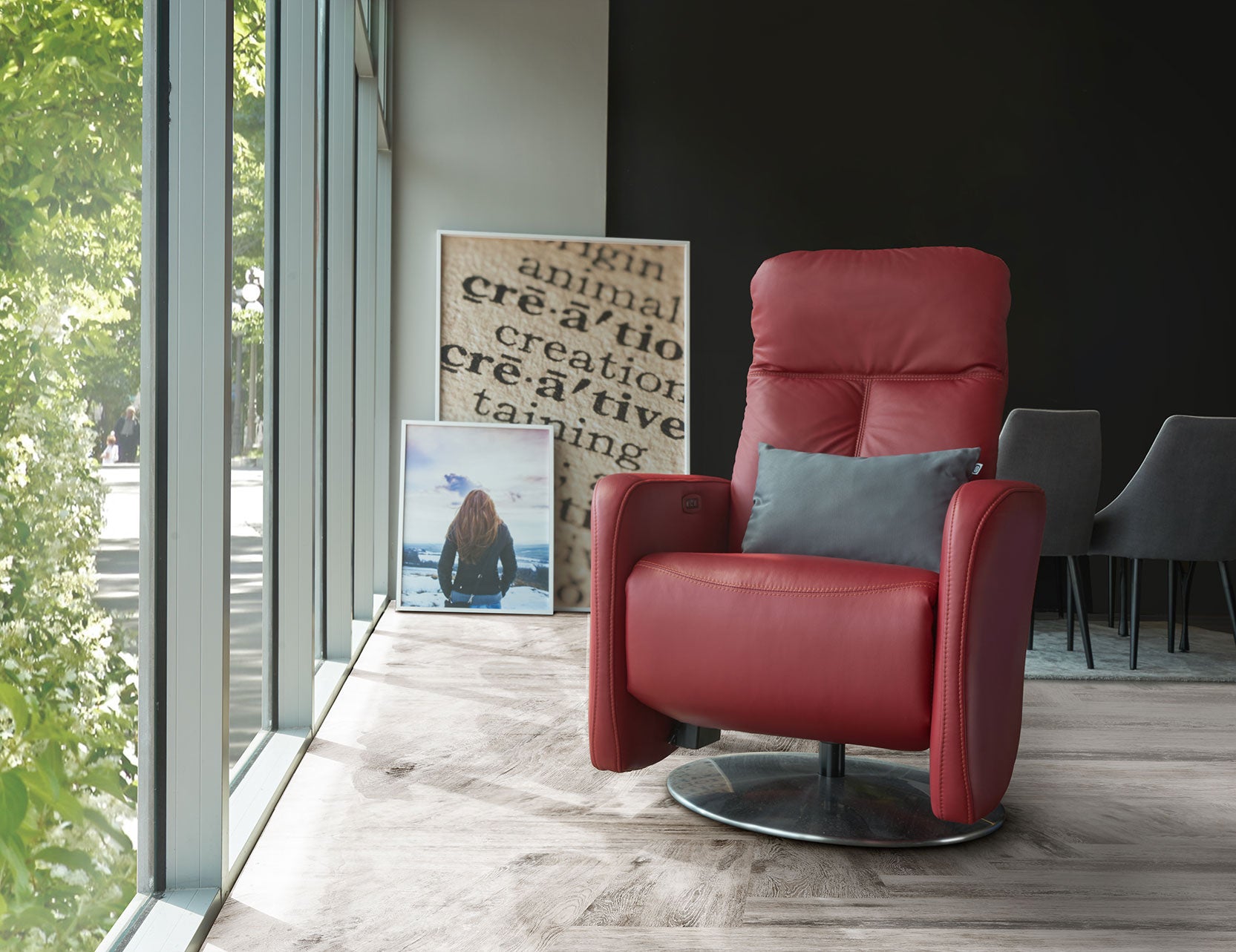 Seva lounge chair styled in a modern home office