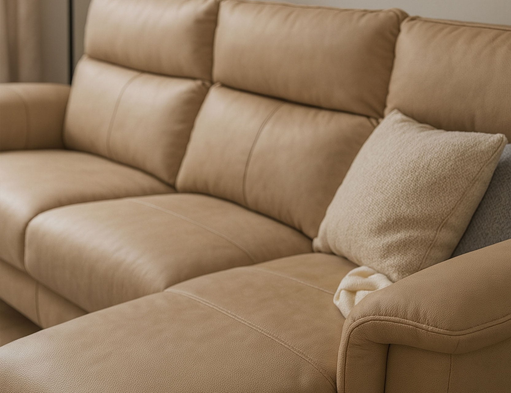 Austin sofa close up showing refined upholstery and stitching
