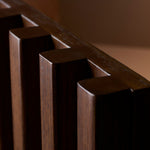 Louvre TV console close up highlighting surface detail