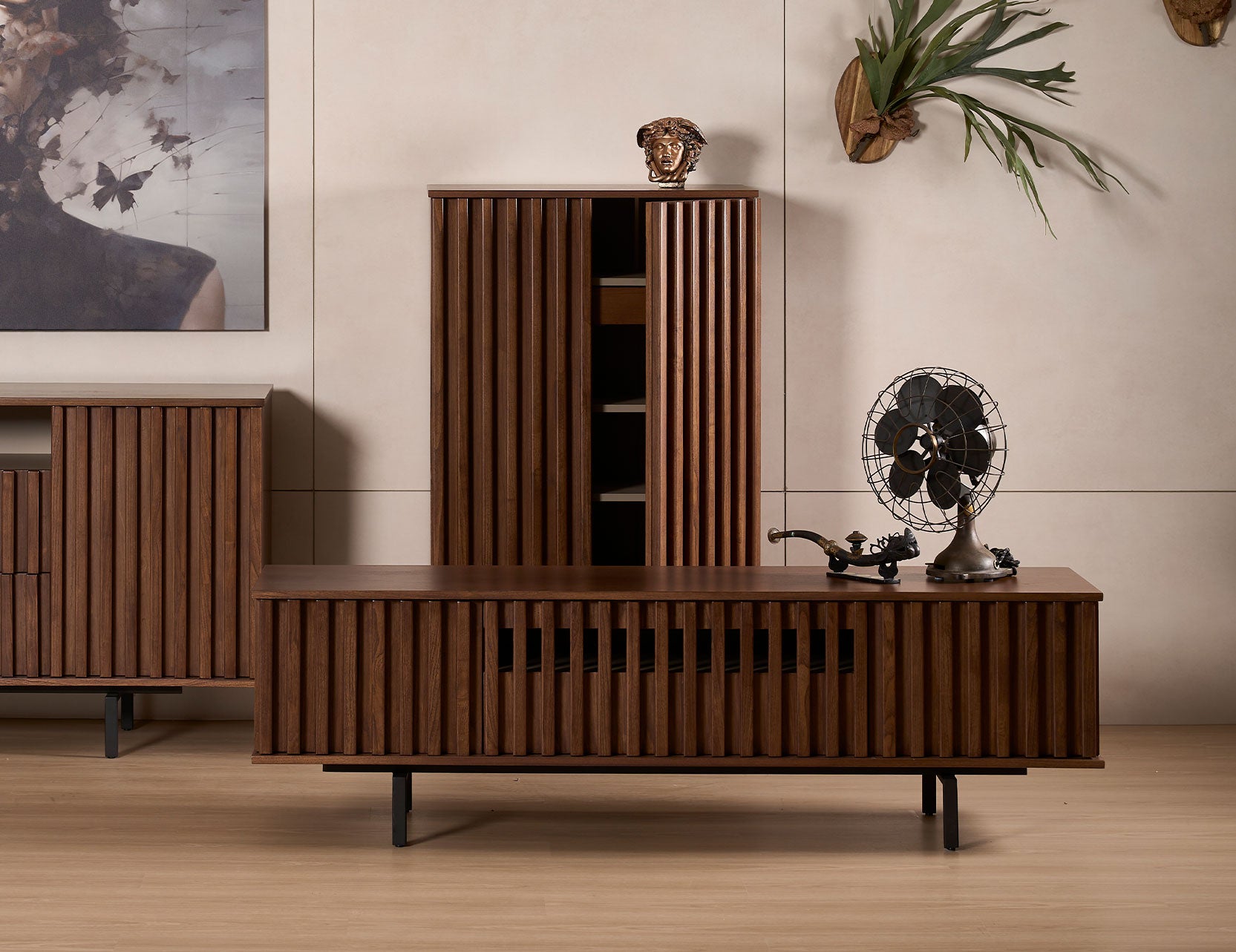 Louvre TV console styled in a modern living room