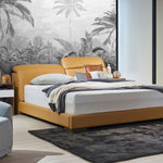 Upholstered bed frame with a sleek contemporary look