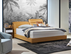 Upholstered bed frame with a sleek contemporary look