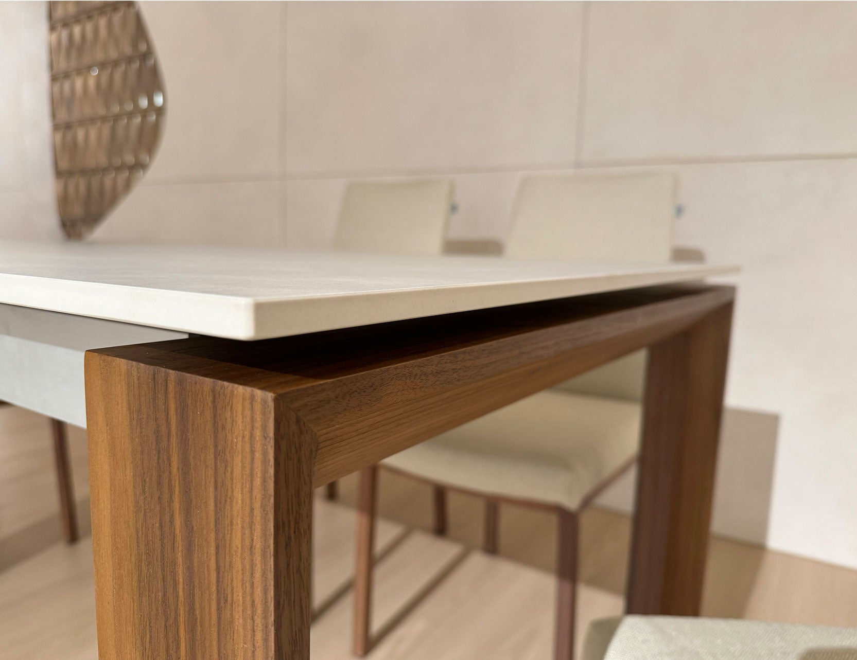 Carment dining set shown from an angled perspective