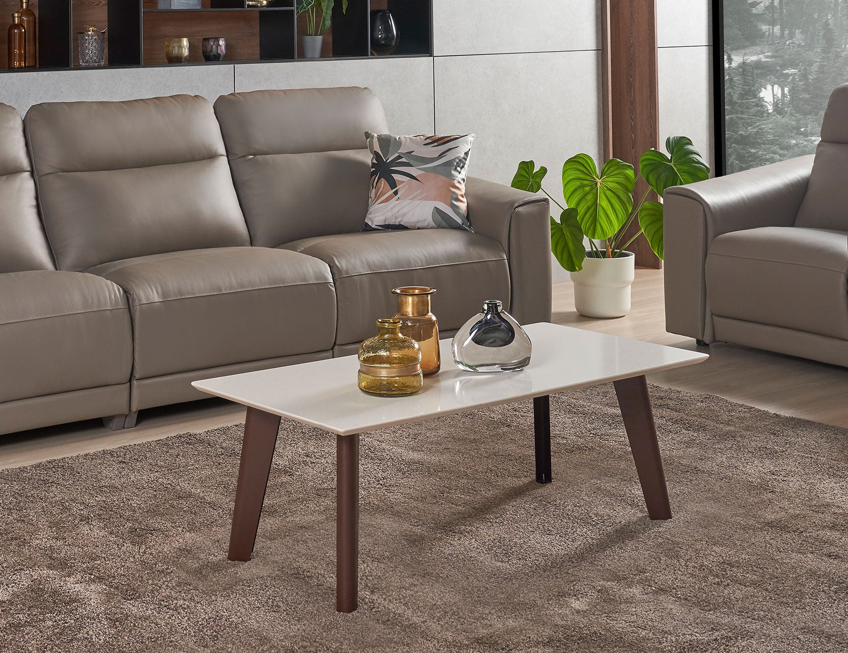 Modern coffee table showcasing a clean linear silhouette