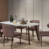 Carrara dining table styled in a refined dining space