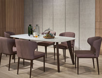 Carrara dining table styled in a refined dining space