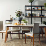 Bolda dining table featuring a sculptural base design