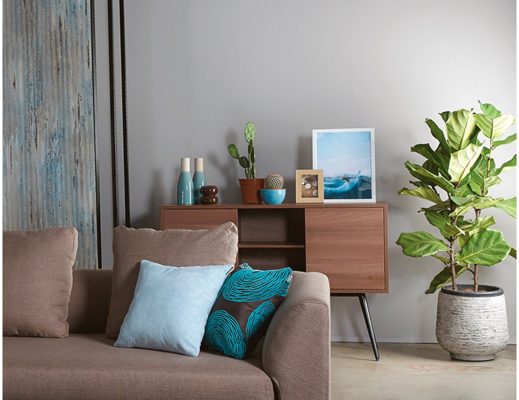 Dansk storage furniture styled in a modern home