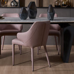 Hugg dining chair back view highlighting its curved form