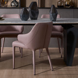 Hugg dining chair back view highlighting its curved form
