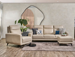 Leo sofa displayed with robotic vacuum clearance