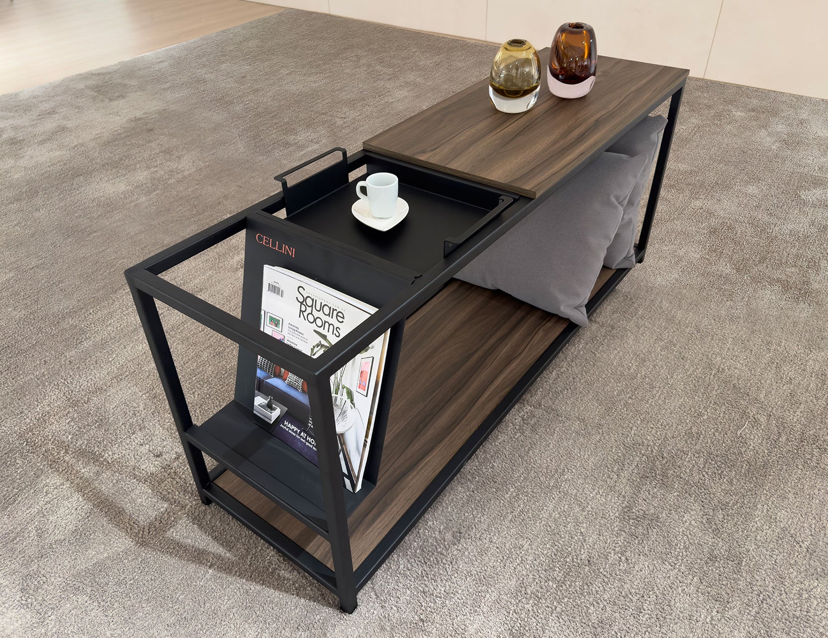 Nero coffee table styled with a sleek contemporary look