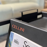 Nero coffee table close up showing branding detail