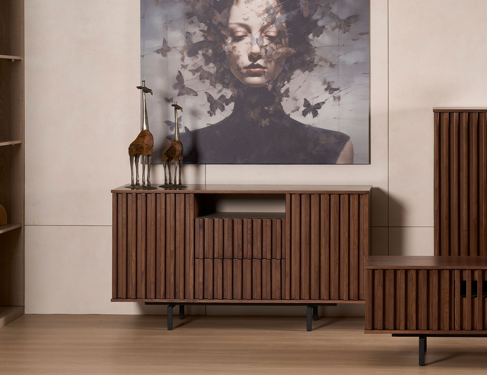 Louvre storage cabinet with a refined modern profile