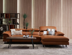 Korus leather sofa styled with complementary furniture