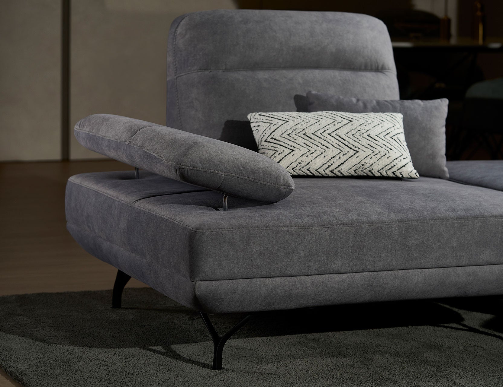 Truso fabric sofa styled in a bright contemporary interior