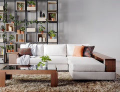 Elda fabric sofa shown from an alternate angle