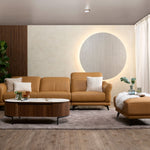 Vinge leather sofa front view highlighting seat comfort
