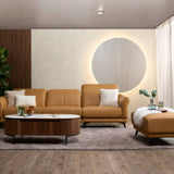 Vinge leather sofa front view highlighting seat comfort