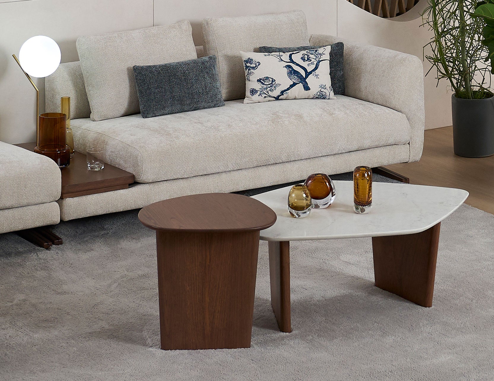 Arc coffee table with a smooth curved tabletop design