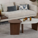 Arc coffee table with a smooth curved tabletop design