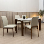 Carment dining set styled in a modern dining interior