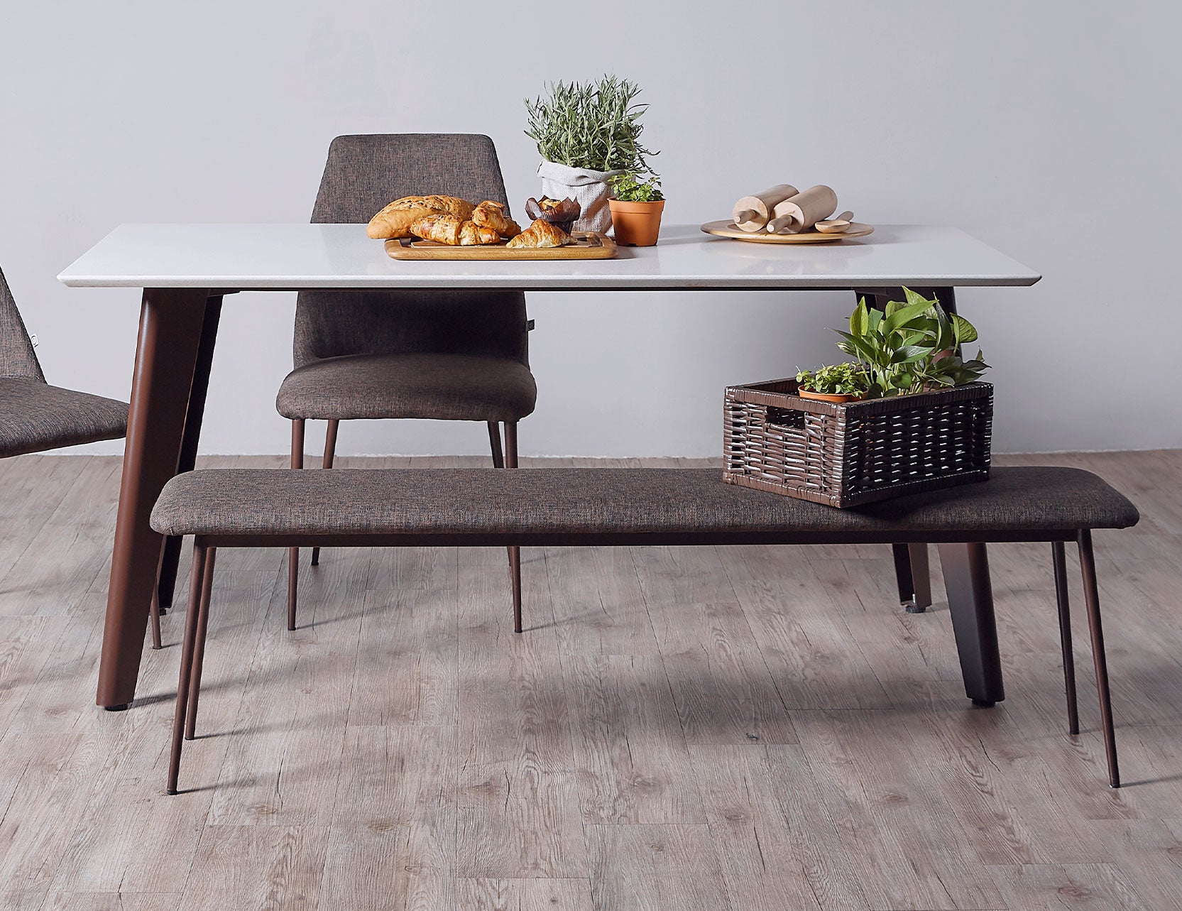 Henry dining bench featuring a refined contemporary profile