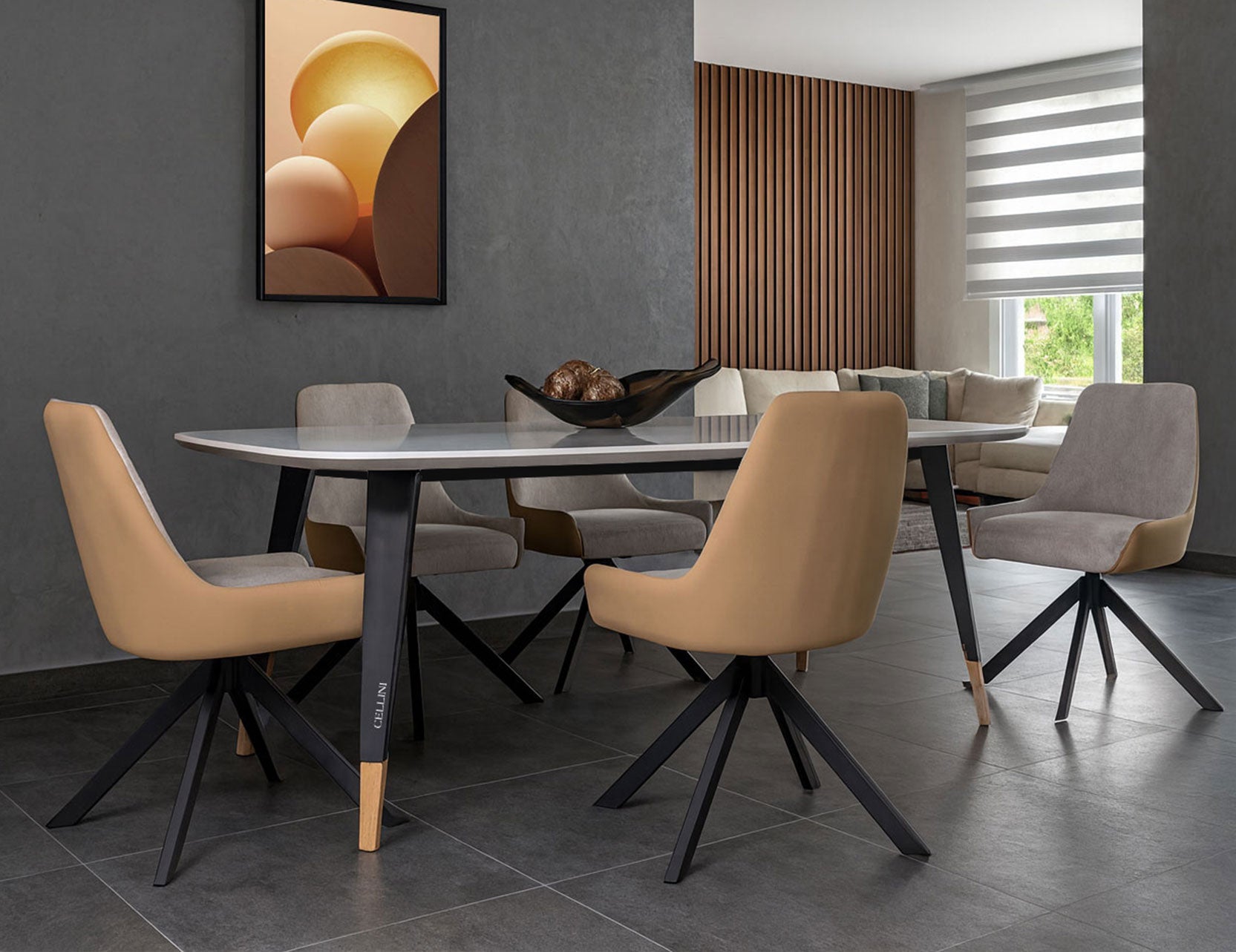Nero dining set styled with Apex chairs