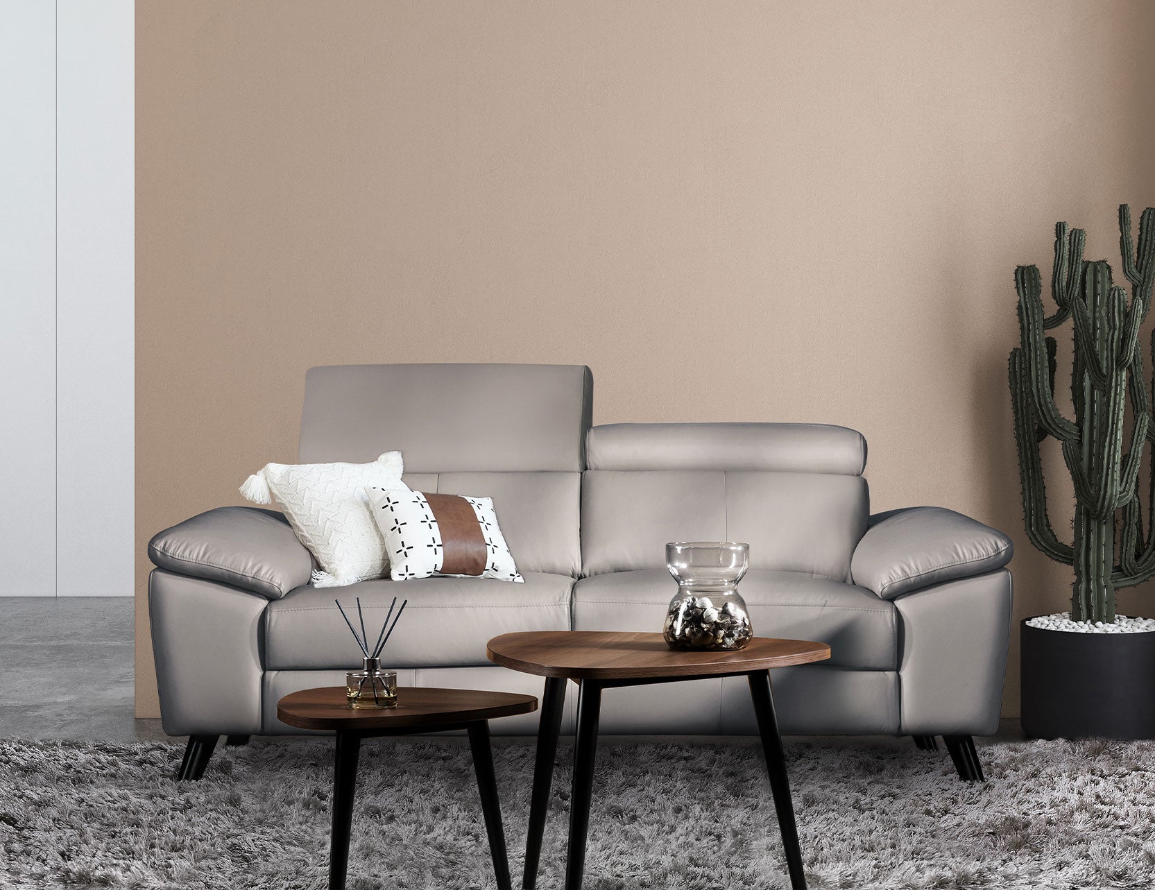 Marvin leather seater sofa in a contemporary setting