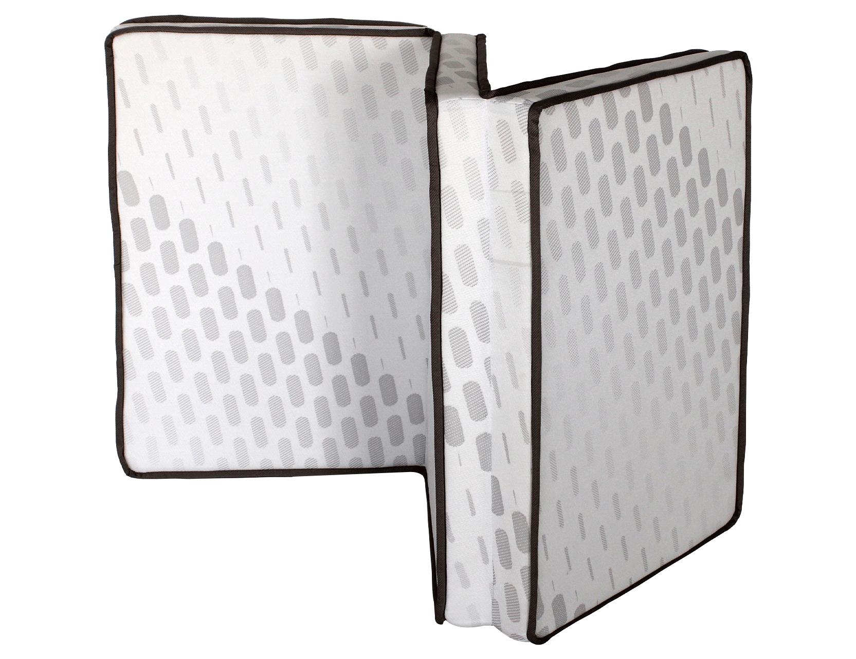 Trifold floor mattress shown in a compact fold