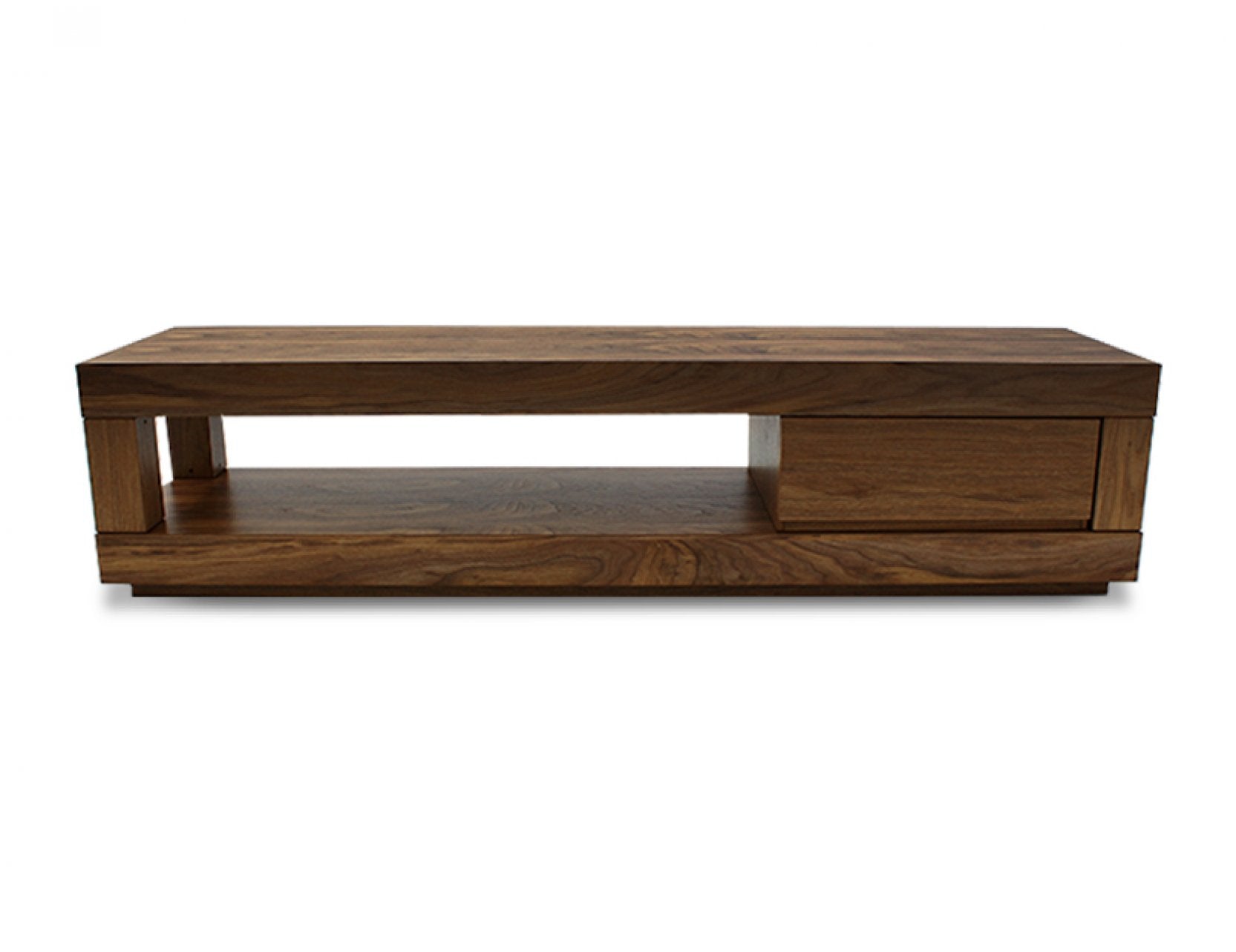 Wood TV console with a clean minimalist design