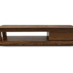 Wood TV console with a clean minimalist design
