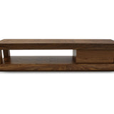 Wood TV console with a clean minimalist design