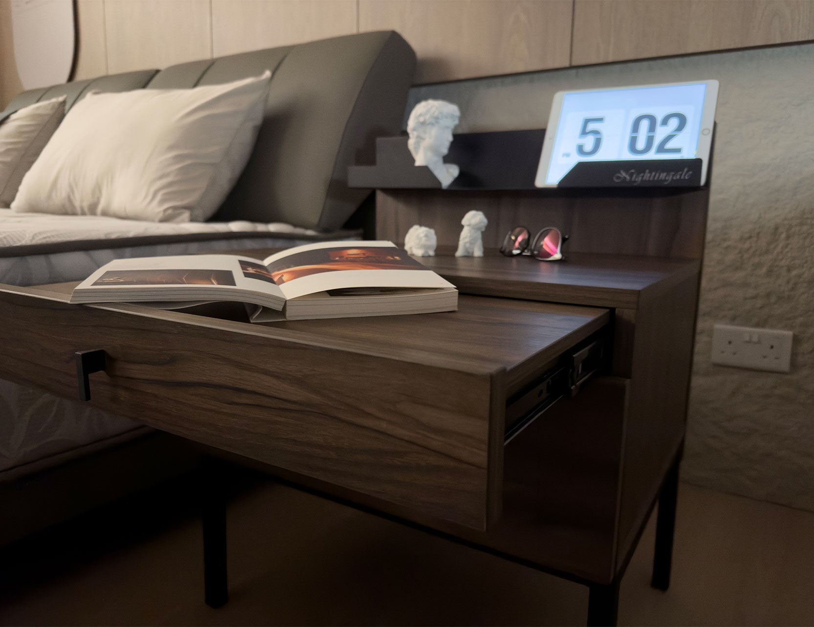 Nero bedroom furniture shown from an angled view