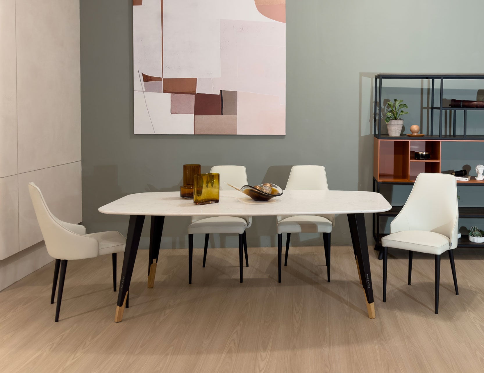 Nero dining set styled in a contemporary dining space