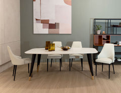 Nero dining set styled in a contemporary dining space