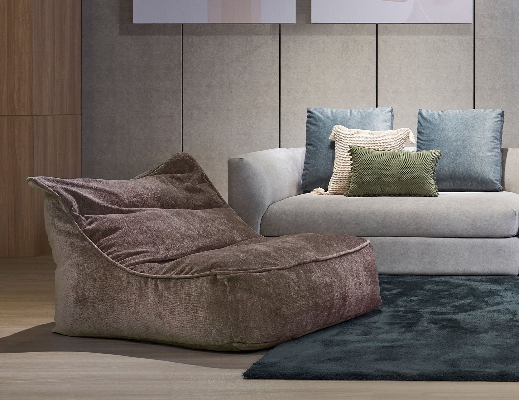 Beanbag chair designed for relaxed lounging