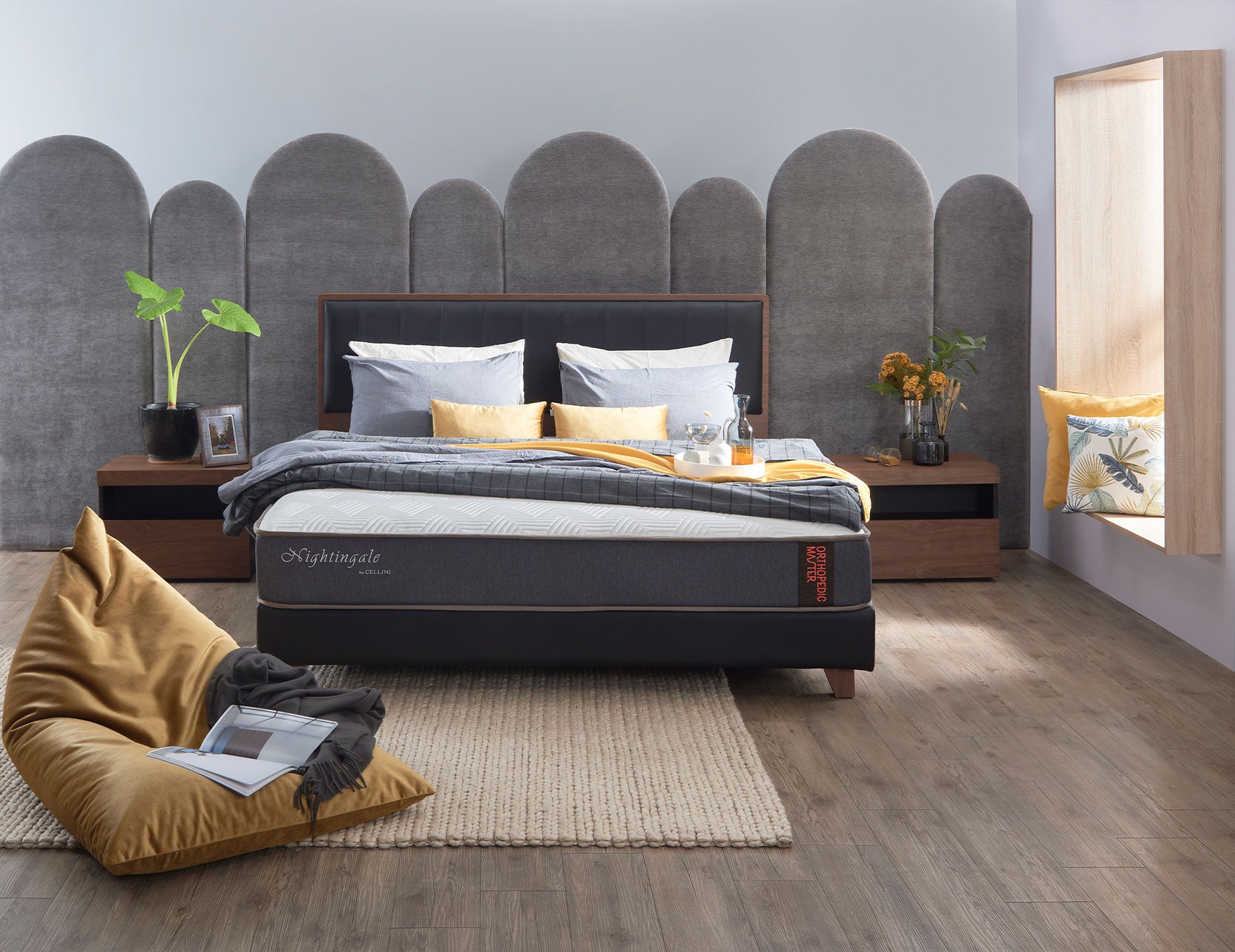 Orthopedic mattress displayed in a modern bedroom