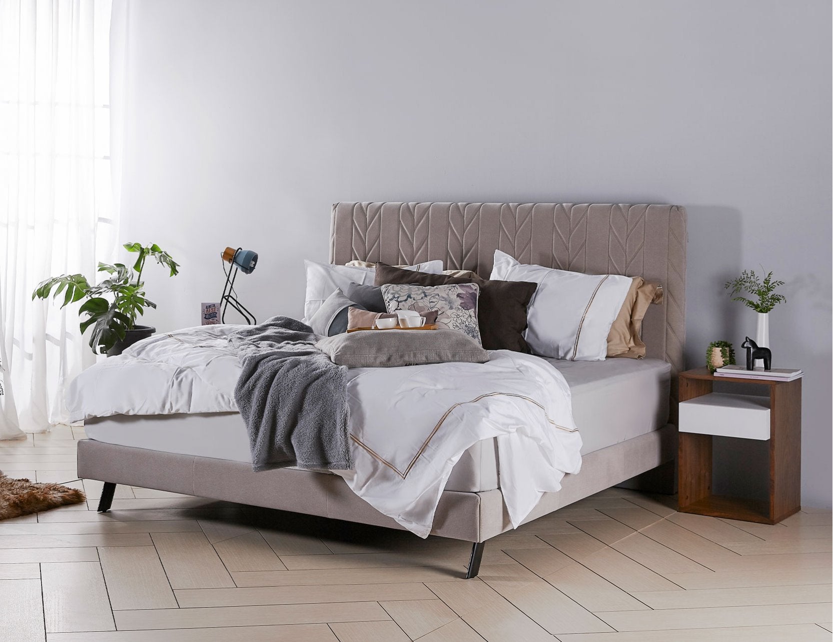Ribb bed frame featuring a slim modern silhouette