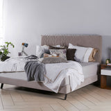 Ribb bed frame featuring a slim modern silhouette