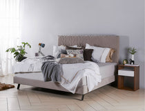 Ribb bed frame featuring a slim modern silhouette