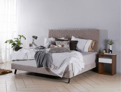 Ribb bed frame featuring a slim modern silhouette