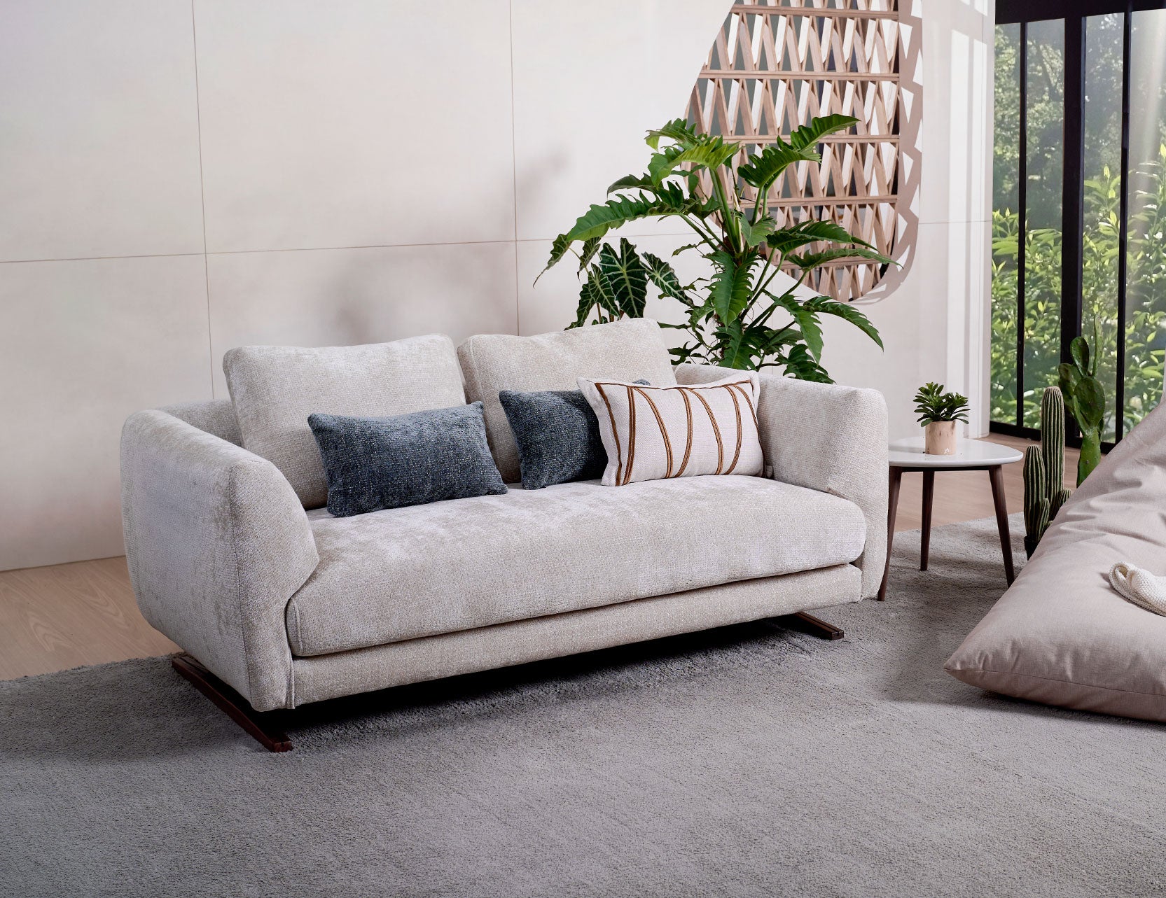 Evita fabric seater sofa with a modern streamlined design