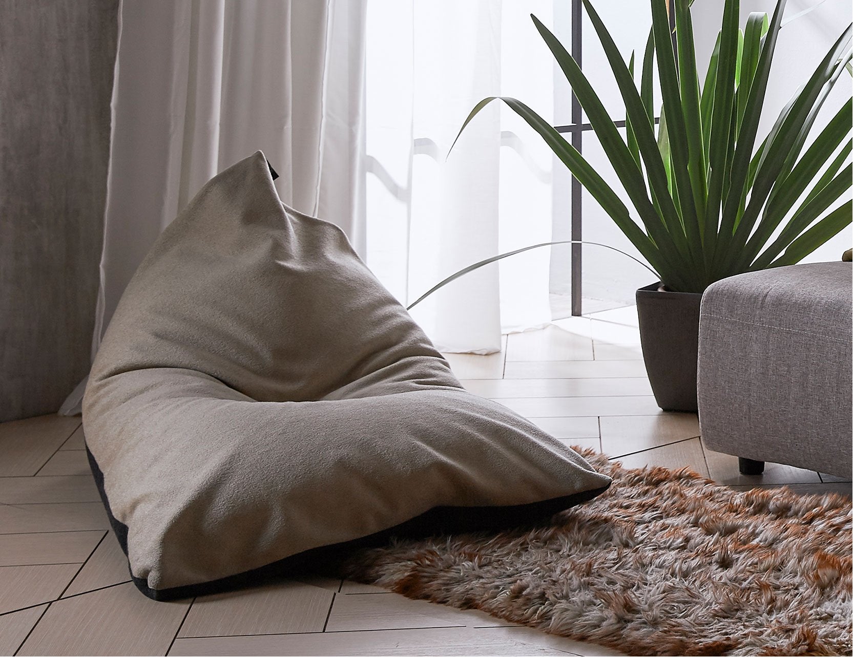 Sleek beanbag with a minimalist contemporary form