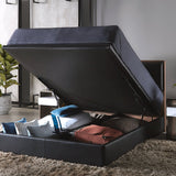 Trinity storage bed frame shown partially lifted